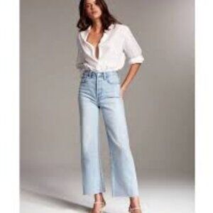 Aritzia Denim Forum The Farrah High Rise Raw Hem Jeans Size 24
